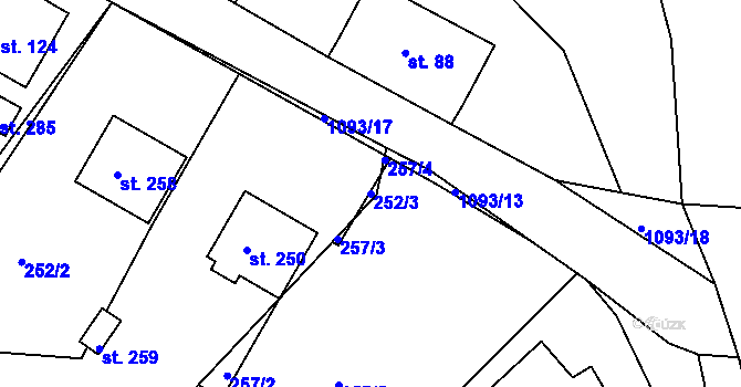 Parcela st. 252/3 v KÚ Svojanov, Katastrální mapa
