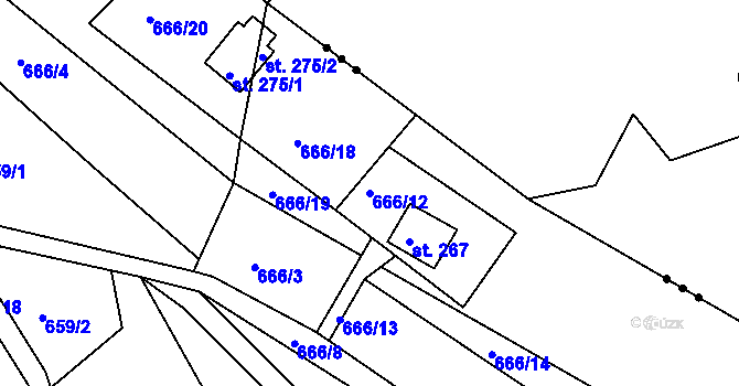Parcela st. 666/12 v KÚ Svojanov, Katastrální mapa