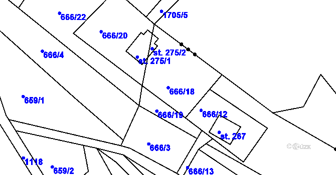 Parcela st. 666/18 v KÚ Svojanov, Katastrální mapa