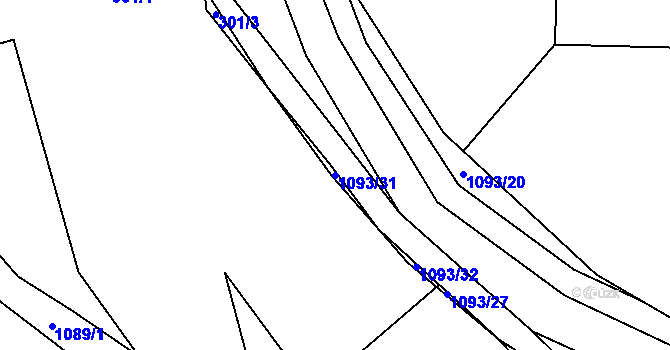 Parcela st. 1093/31 v KÚ Svojanov, Katastrální mapa