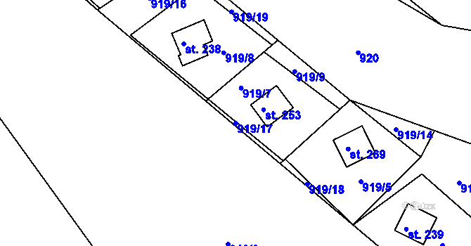 Parcela st. 919/17 v KÚ Svojanov, Katastrální mapa