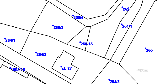 Parcela st. 266/15 v KÚ Svojanov, Katastrální mapa