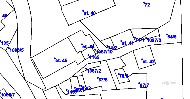 Parcela st. 1087/10 v KÚ Svojanov, Katastrální mapa