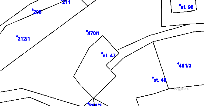 Parcela st. 47 v KÚ Tample, Katastrální mapa