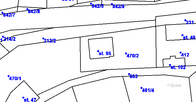 Parcela st. 95 v KÚ Tample, Katastrální mapa
