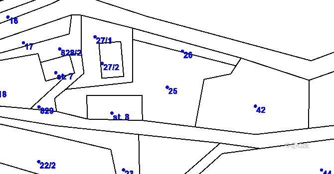 Parcela st. 25 v KÚ Tample, Katastrální mapa