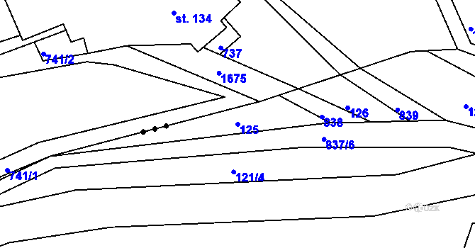 Parcela st. 125 v KÚ Tample, Katastrální mapa