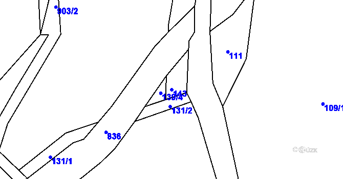 Parcela st. 143 v KÚ Tample, Katastrální mapa