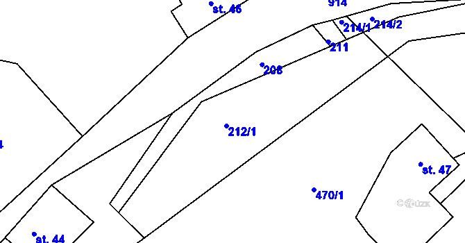 Parcela st. 212 v KÚ Tample, Katastrální mapa