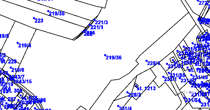 Parcela st. 219/36 v KÚ Svojetice, Katastrální mapa