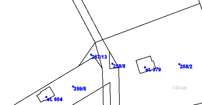 Parcela st. 258/9 v KÚ Svojetice, Katastrální mapa