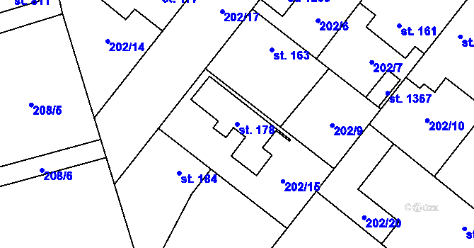 Parcela st. 178 v KÚ Svojetice, Katastrální mapa