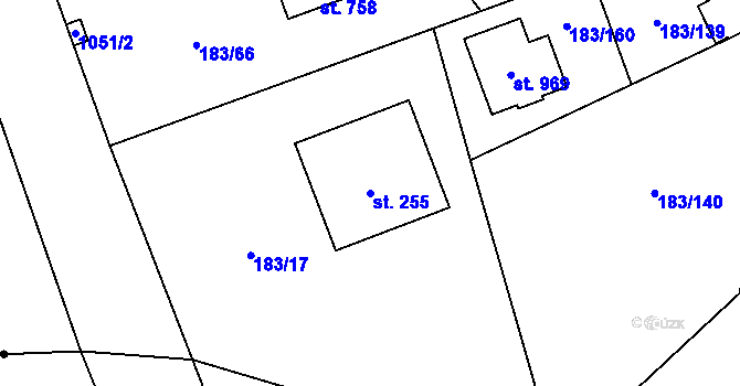 Parcela st. 255 v KÚ Svojetice, Katastrální mapa