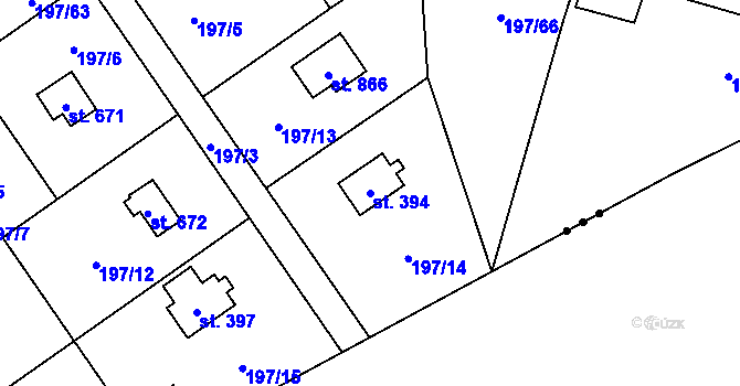 Parcela st. 394 v KÚ Svojetice, Katastrální mapa