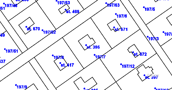Parcela st. 395 v KÚ Svojetice, Katastrální mapa