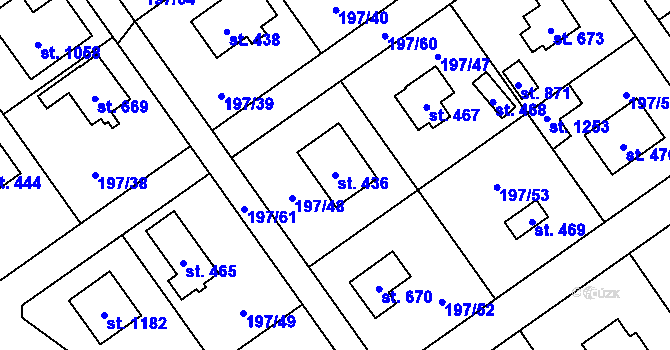 Parcela st. 436 v KÚ Svojetice, Katastrální mapa