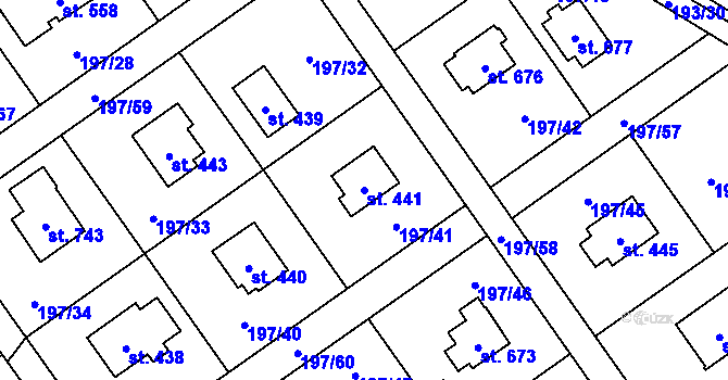 Parcela st. 441 v KÚ Svojetice, Katastrální mapa