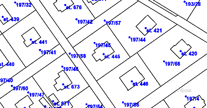 Parcela st. 445 v KÚ Svojetice, Katastrální mapa