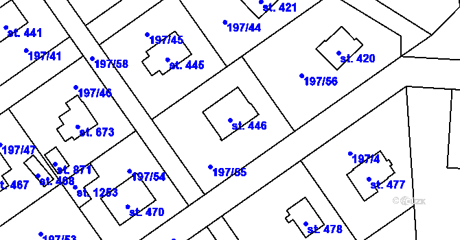 Parcela st. 446 v KÚ Svojetice, Katastrální mapa