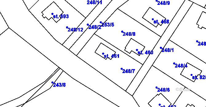 Parcela st. 461 v KÚ Svojetice, Katastrální mapa