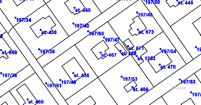 Parcela st. 467 v KÚ Svojetice, Katastrální mapa