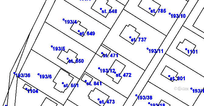 Parcela st. 471 v KÚ Svojetice, Katastrální mapa