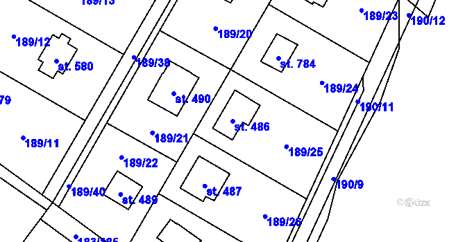 Parcela st. 486 v KÚ Svojetice, Katastrální mapa