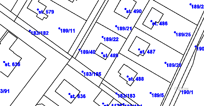 Parcela st. 489 v KÚ Svojetice, Katastrální mapa