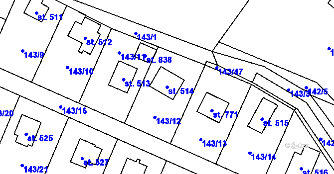 Parcela st. 514 v KÚ Svojetice, Katastrální mapa