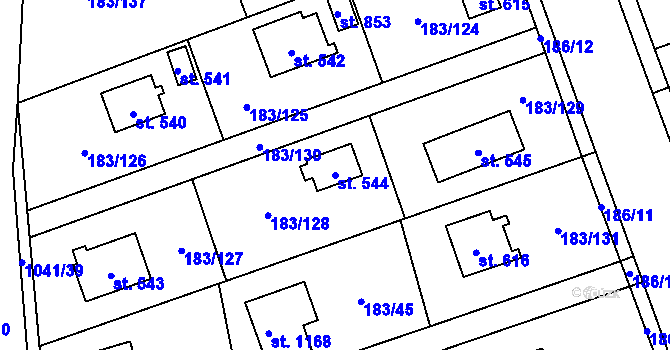 Parcela st. 544 v KÚ Svojetice, Katastrální mapa