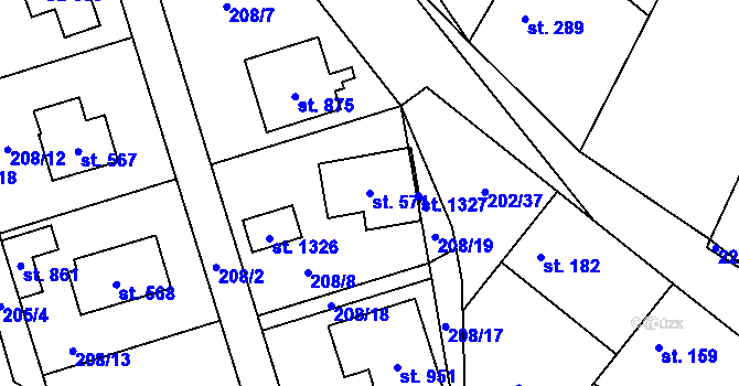 Parcela st. 571 v KÚ Svojetice, Katastrální mapa