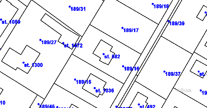 Parcela st. 582 v KÚ Svojetice, Katastrální mapa