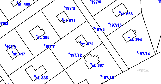 Parcela st. 672 v KÚ Svojetice, Katastrální mapa