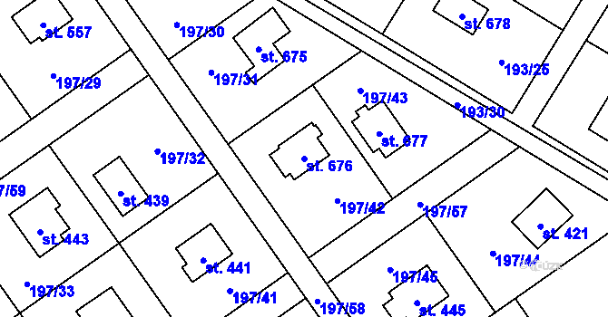 Parcela st. 676 v KÚ Svojetice, Katastrální mapa