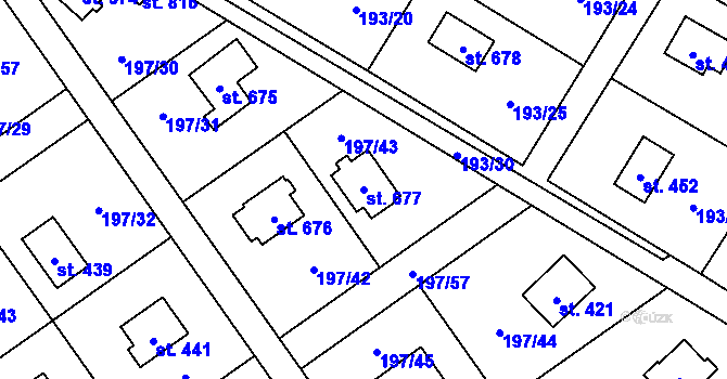 Parcela st. 677 v KÚ Svojetice, Katastrální mapa