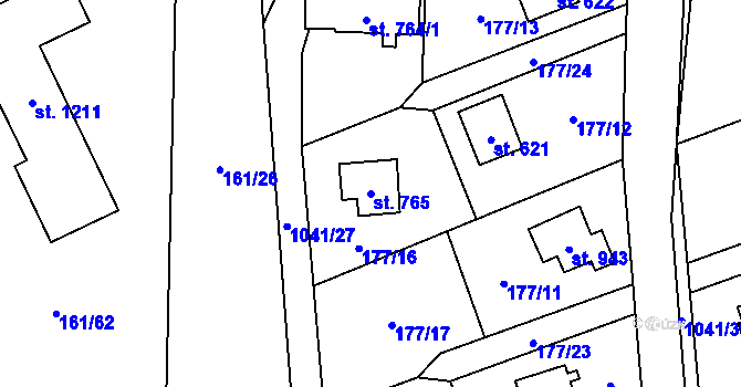 Parcela st. 765 v KÚ Svojetice, Katastrální mapa