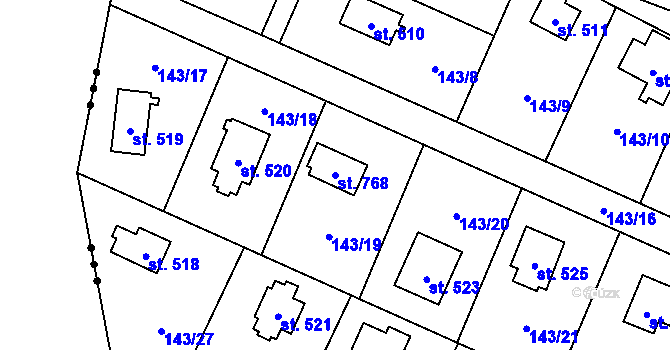 Parcela st. 768 v KÚ Svojetice, Katastrální mapa