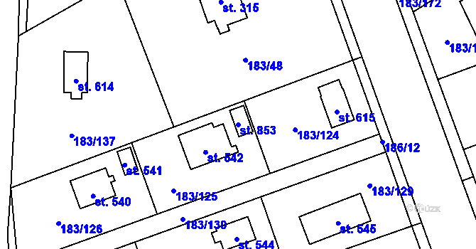 Parcela st. 853 v KÚ Svojetice, Katastrální mapa