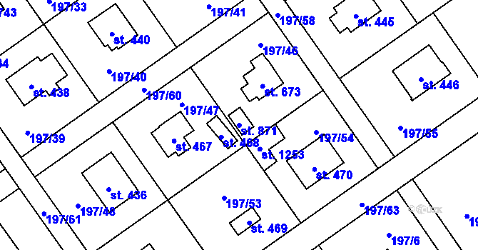 Parcela st. 871 v KÚ Svojetice, Katastrální mapa