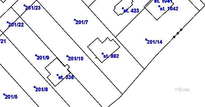 Parcela st. 882 v KÚ Svojetice, Katastrální mapa