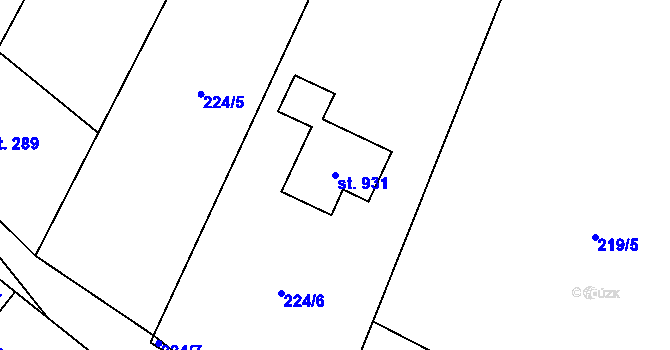 Parcela st. 931 v KÚ Svojetice, Katastrální mapa