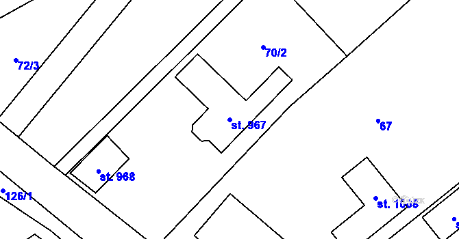 Parcela st. 967 v KÚ Svojetice, Katastrální mapa