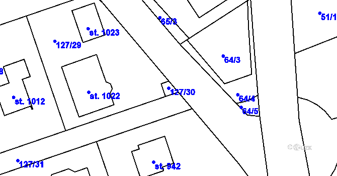 Parcela st. 127/30 v KÚ Svojetice, Katastrální mapa