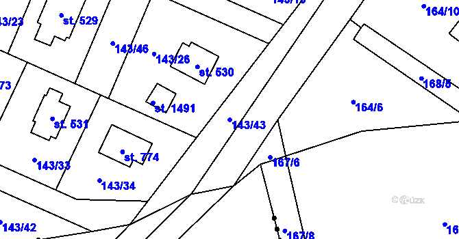 Parcela st. 143/43 v KÚ Svojetice, Katastrální mapa