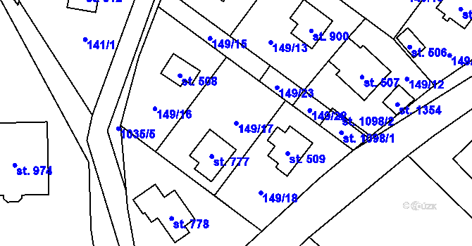 Parcela st. 149/17 v KÚ Svojetice, Katastrální mapa