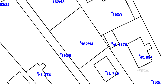 Parcela st. 162/14 v KÚ Svojetice, Katastrální mapa