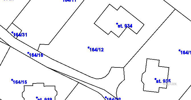 Parcela st. 164/12 v KÚ Svojetice, Katastrální mapa