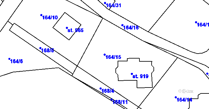 Parcela st. 164/15 v KÚ Svojetice, Katastrální mapa