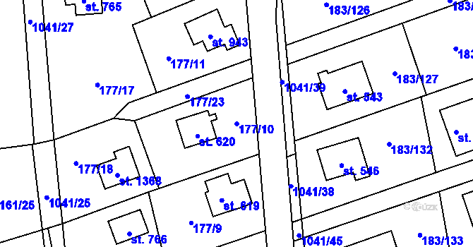 Parcela st. 177/10 v KÚ Svojetice, Katastrální mapa