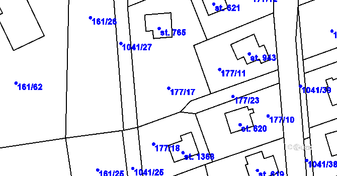 Parcela st. 177/17 v KÚ Svojetice, Katastrální mapa